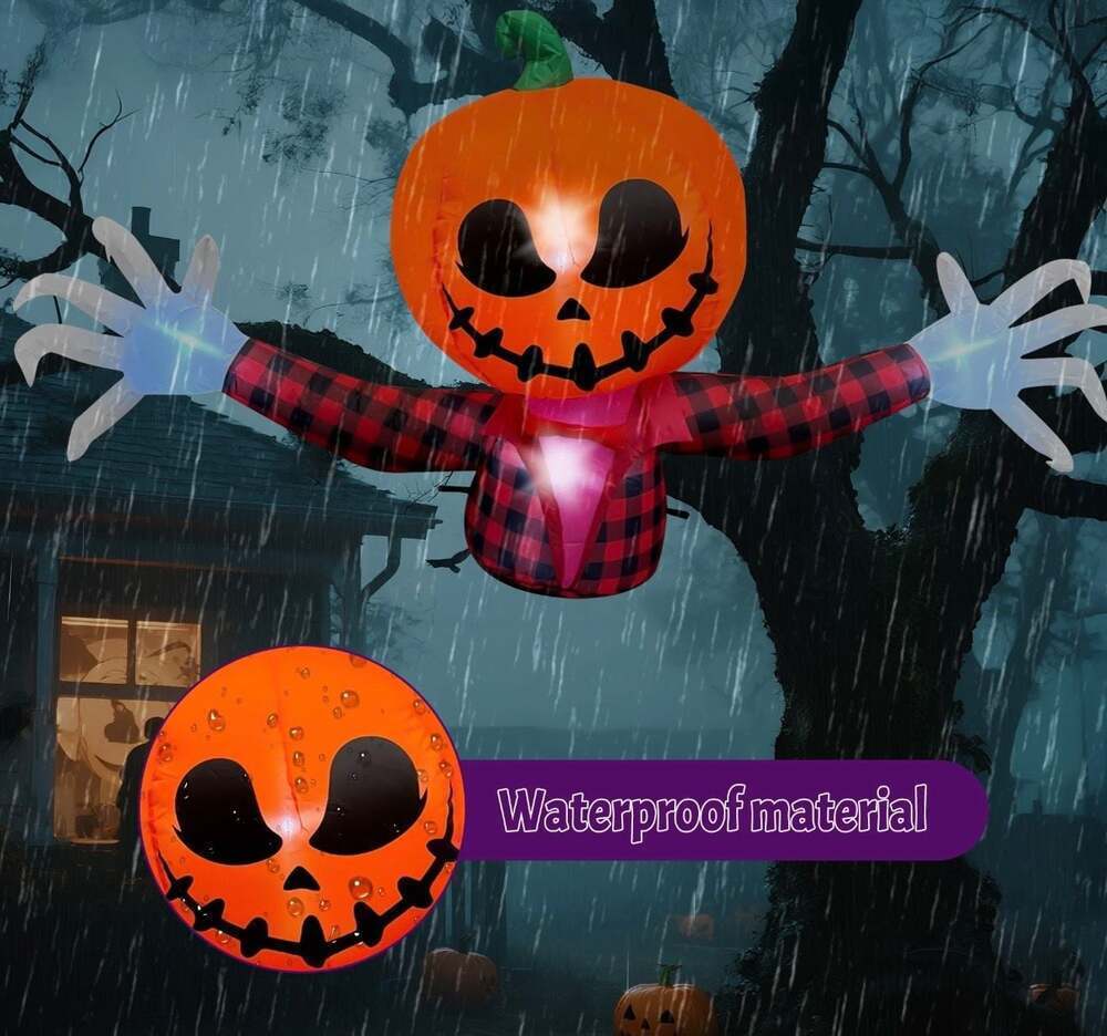 4ft Halloween Inflatable Pumpkin Jack-O-Lantern Ghost Window Breaker - Picture 3 of 5